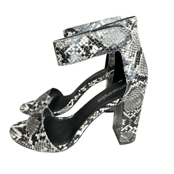 Jeffrey Campbell Lindsay Heeled Sandals Black Grey Snake Animal Print Size 7.5 - Picture 11 of 15